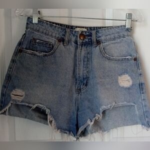 Cotton On Light Wash Distressed Denim Cutoff Shorts